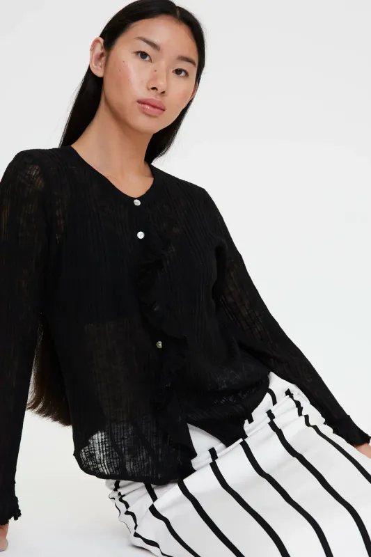 Wild Pony Black Ruffle Cardigan