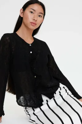 Wild Pony Black Ruffle Cardigan