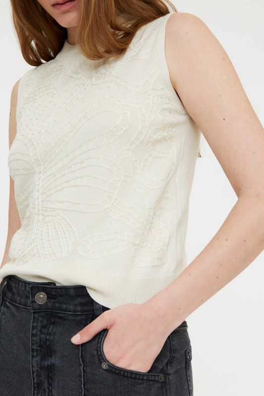 Wild Pony Patterned Off White Sweater Vest