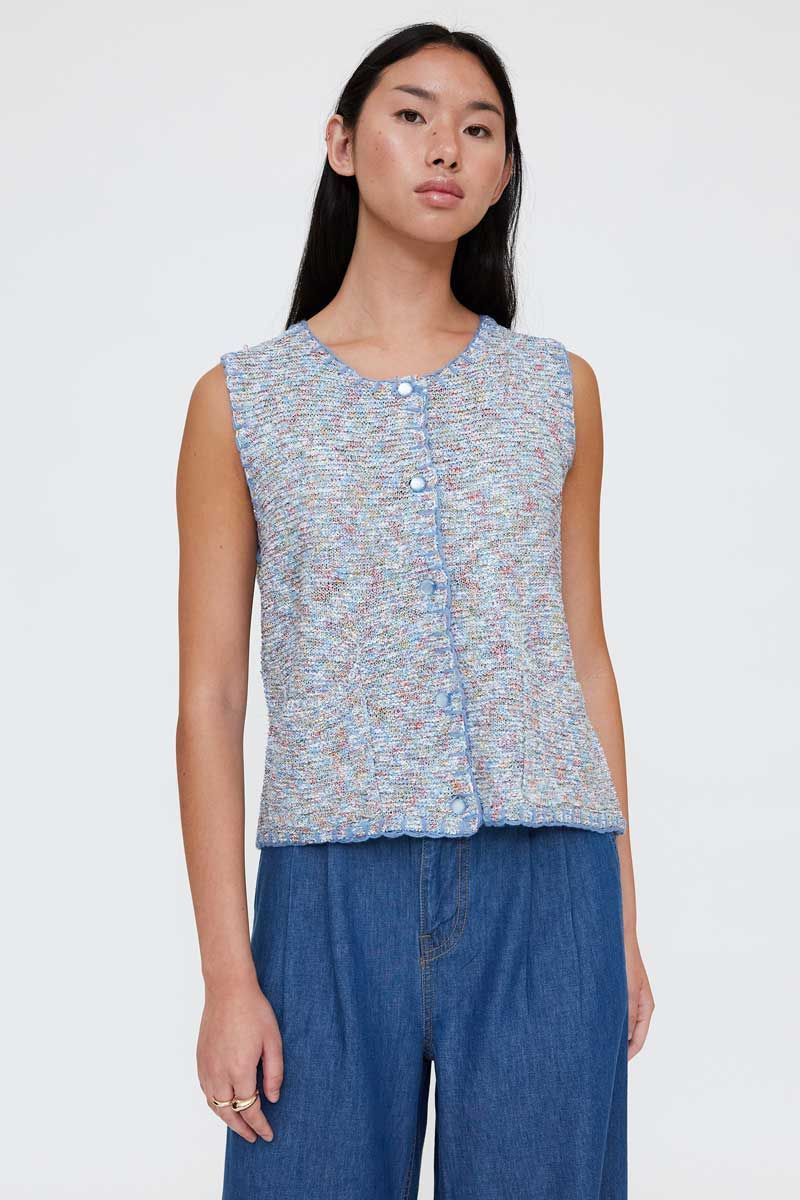 Wild Pony Whipstitch Multi Blue Vest