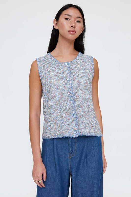 Wild Pony Whipstitch Multi Blue Vest
