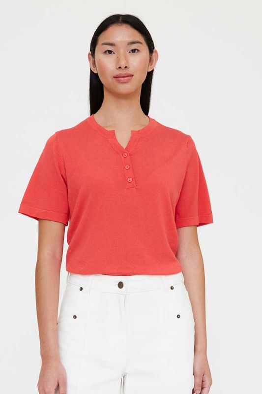 Wild Pony Henley Coral Top