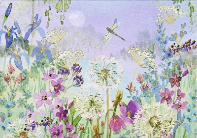 Peter Pauper Note Card Dragonflies &amp; Dandelions