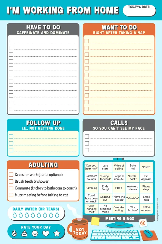 Peter Pauper Note Pad I'm Working From Home Daily Planner