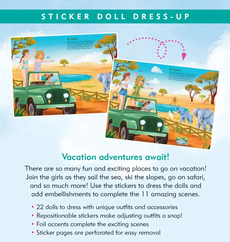 Peter Pauper Sticker Doll Dress Up Book Vacation