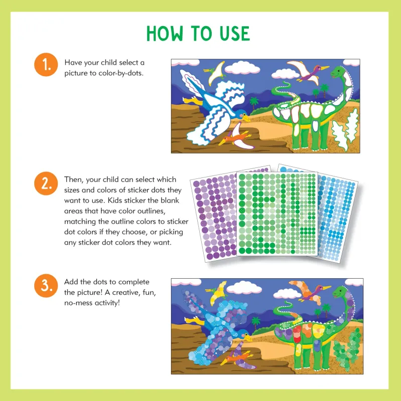 Peter Pauper Color By Dots Sticker Book Dinosaurs