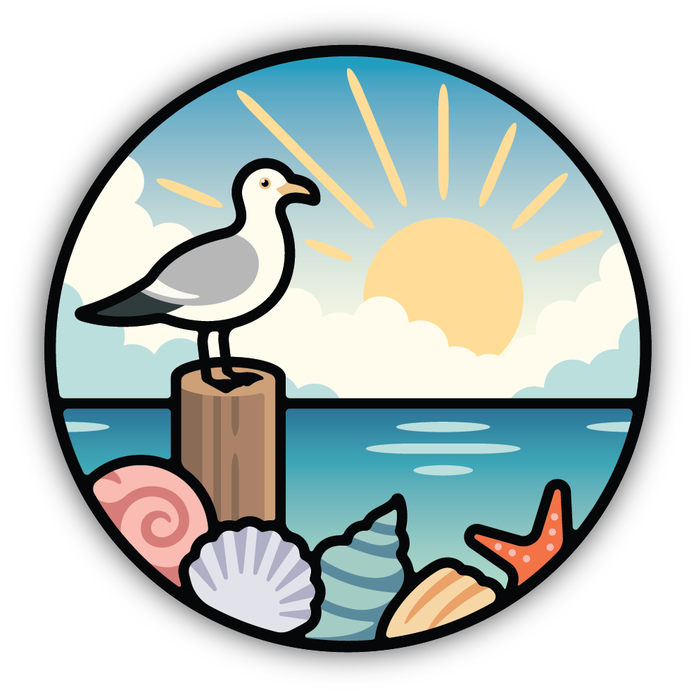 Stickers Northwest Seagull and Shells