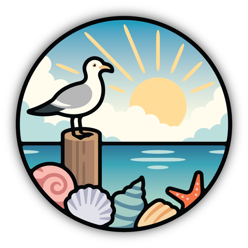 Stickers Northwest Seagull and Shells