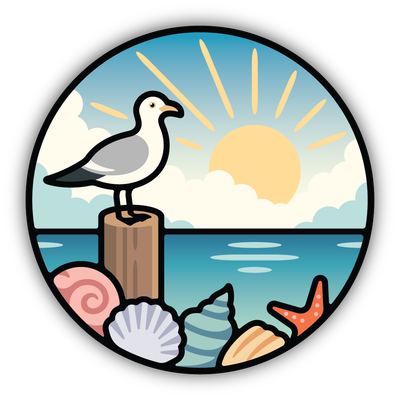 Stickers Northwest Seagull and Shells