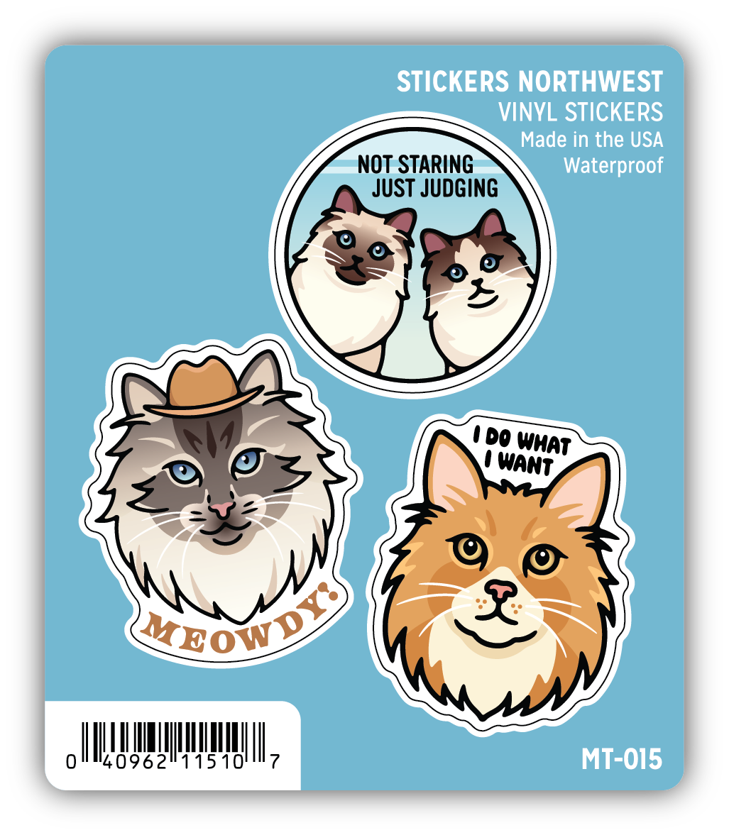 Stickers Northwest Cat Faces Mini Trio