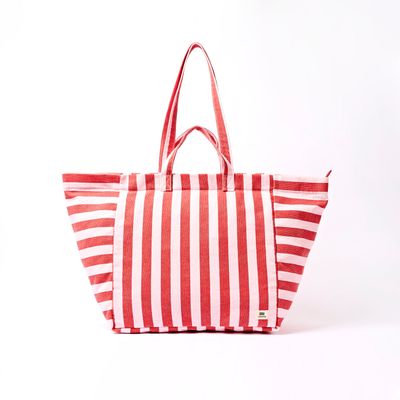 ORI London Marylebone Cotton Canvas Large Tote Strawberry Stripe
