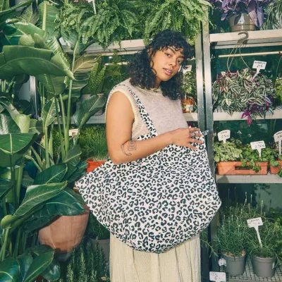 ORI London Marylebone Cotton Canvas Large Tote Summer Leopard