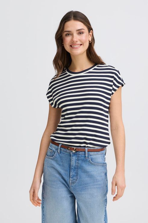 Fransa FRCano Tee Navy Blue Stripe