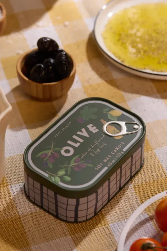 Paddywax Bistro Olive Printed Tin 4.5oz Fig & Olive Paddywax Bistro Olive Printed Tin 4.5oz Fig & Olive