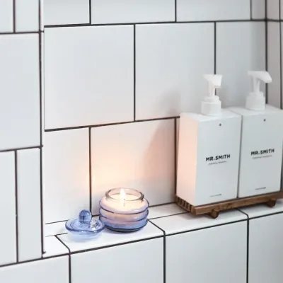 Paddywax Beam Bright Blue Glass Candle Pepper + Plum