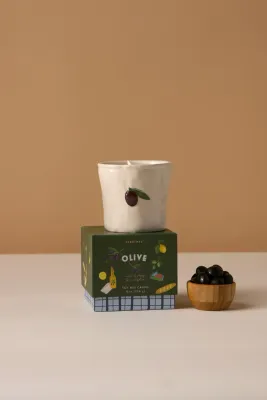 Paddywax Bistro Olive Imperfect White Ceramic Fig & Olive