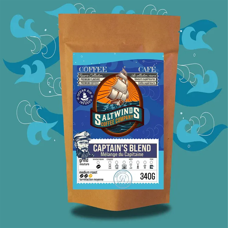 Saltwinds Captain's Blend Medium Roast Coffee Whole Bean 340g