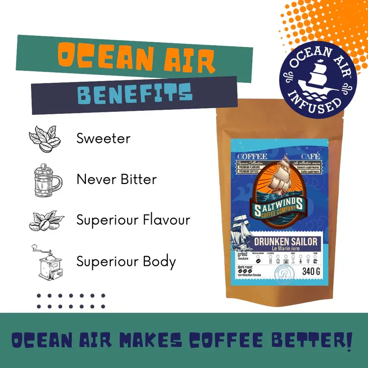 Saltwinds Drunken Sailor Blend Dark Roast Coffee Medium Grind 100g