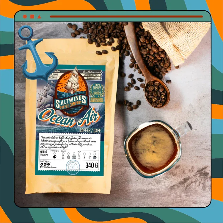 Saltwinds Original Ocean Air Blend Medium Dark Roast Coffee Medium Grind 340g Saltwinds Original Ocean Air Blend Medium Dark Roast Coffee Medium Grind 340g