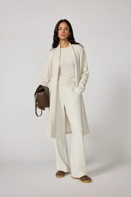 MPG Dreamweave Long Cardigan Heather Brown Rice