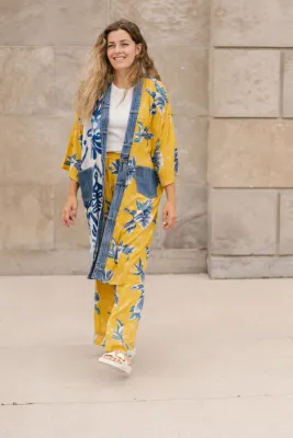 Shannon Passero Janis Cardigan Yellow Palm Mix One Size Shannon Passero Janis Cardigan Yellow Palm Mix One Size