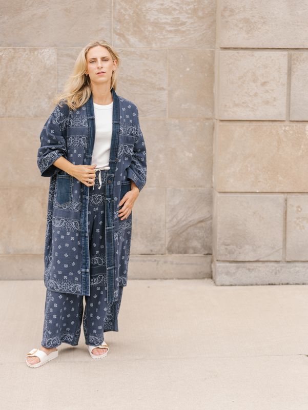 Shannon Passero Bandana Long Cardigan Navy One Size