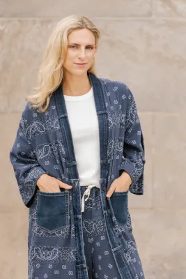 Shannon Passero Bandana Long Cardigan Navy One Size