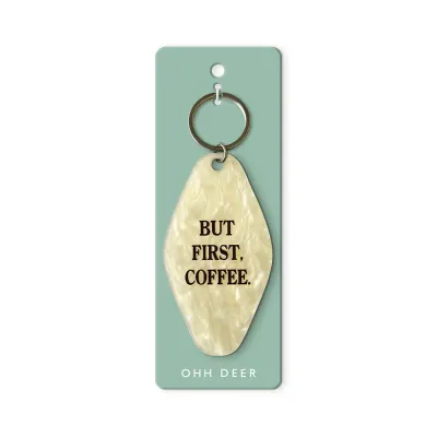 Ohh Deer But First Coffee Keyring