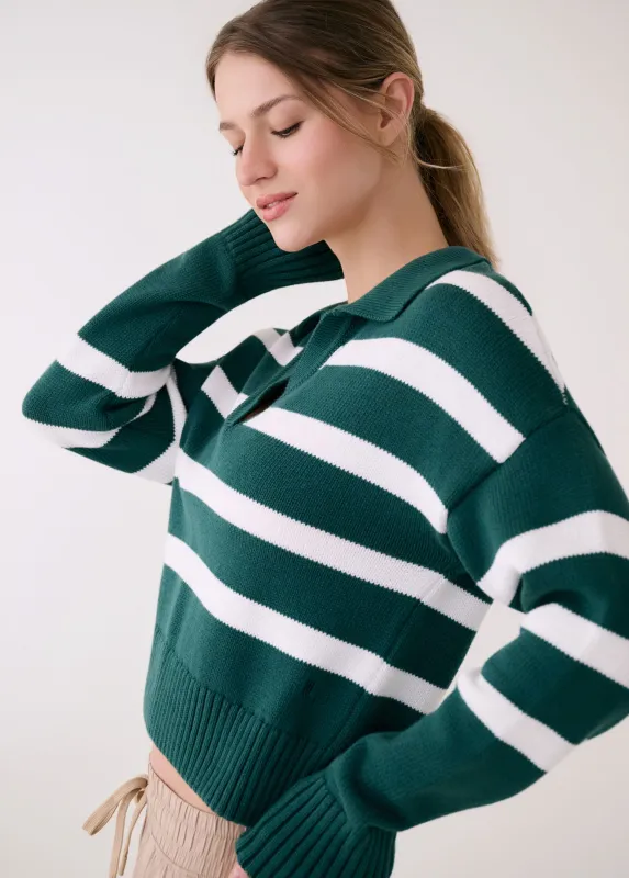 Lole Club Polo Sweater Polo Stripe Teal