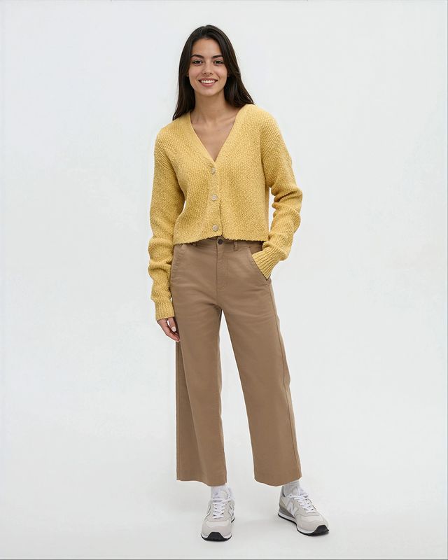 Ten Tree W Poplar Cardigan Dusk Yellow