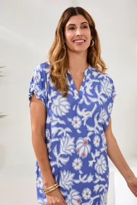 Tribal Knit Dress Baja Blue