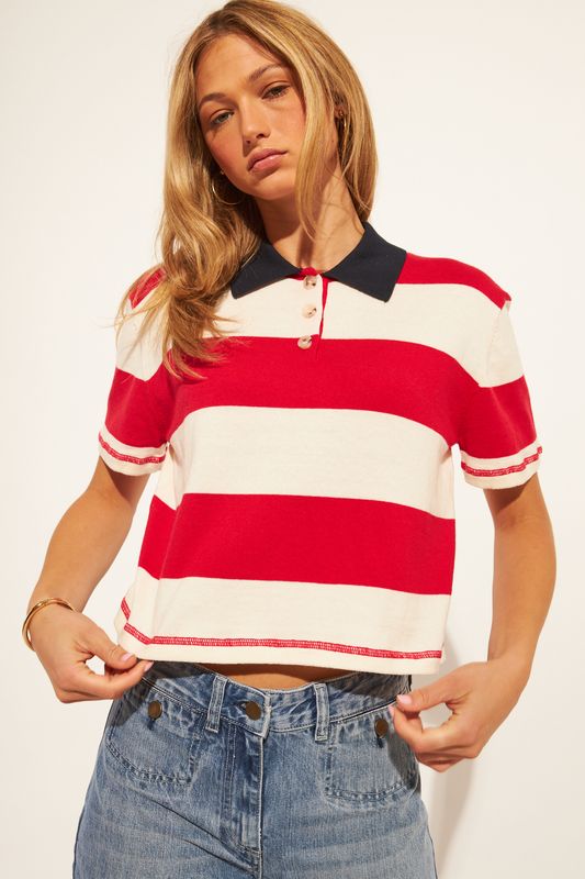 John + Jenn Preppy Crimson Angelo Polo