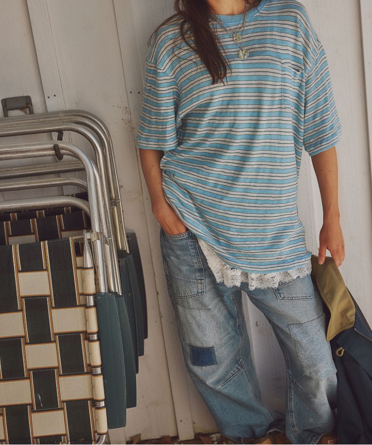 Free People All Love Stripe Pocket Tee Blissful