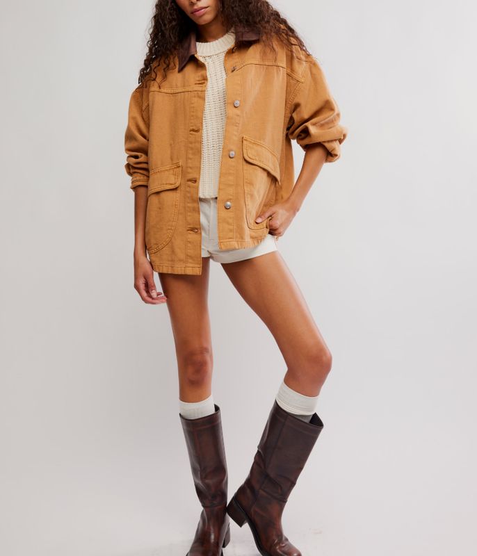 Free People Lemon Denim Jacket Meerkat