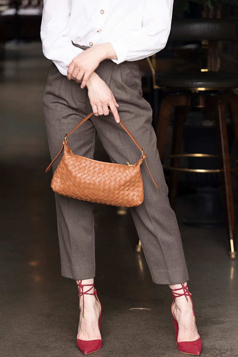 RISA Rhea Woven Shoulder Bag Tan