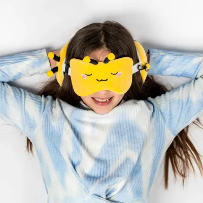 Relaxeazz Travel Plush Pillow &amp; Eye Mask Bee