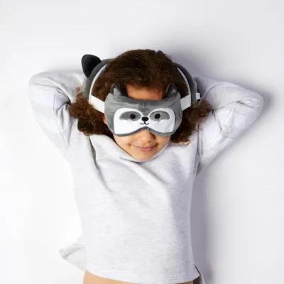 Relaxeazz Travel Plush Pillow &amp; Eye Mask Raccoon