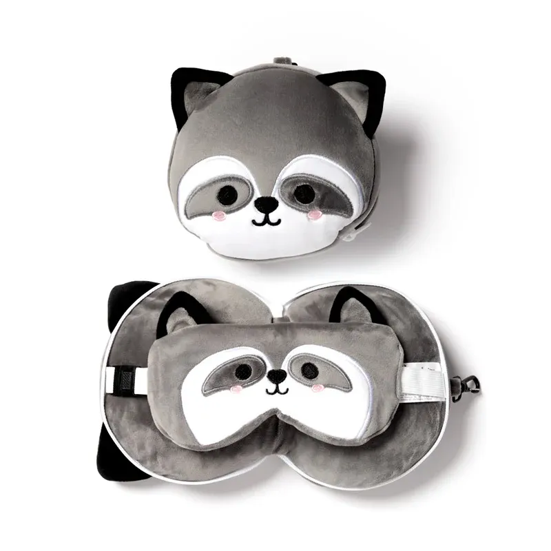 Relaxeazz Travel Plush Pillow & Eye Mask Raccoon