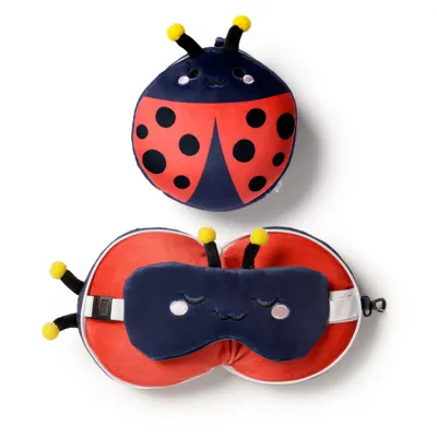 Relaxeazz Travel Plush Pillow &amp; Eye Mask Ladybug