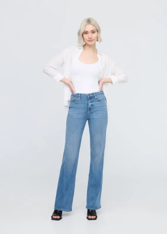 DUER No Sweat Denim High Rise Wide Leg Pacific