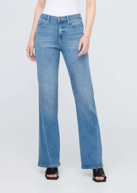 DUER No Sweat Denim High Rise Wide Leg Pacific