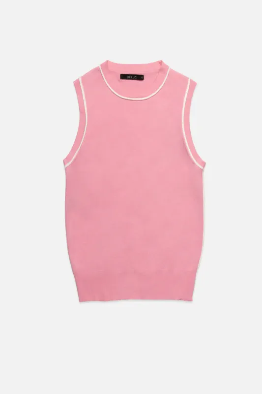 Deluc Symi Knit Top Pink with Ecru Details
