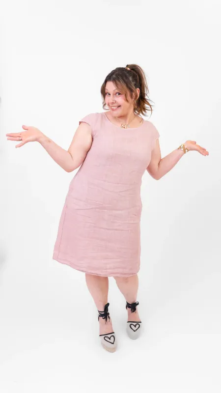 Me &amp; Gee Linen Cap Sleeve Dress Rose