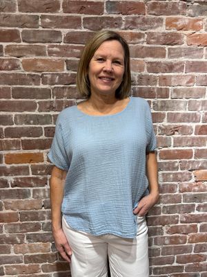 Me & Gee Cotton Gauze Short Sleeve Cloud Me & Gee Cotton Gauze Short Sleeve Cloud