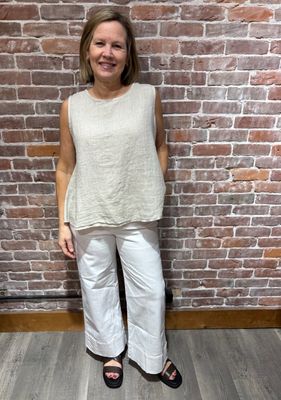 Me & Gee Linen Tank Seashell
