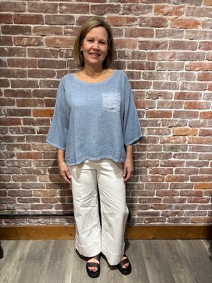 Me &amp; Gee Boyfriend Top Front Pocket Blue Jeans