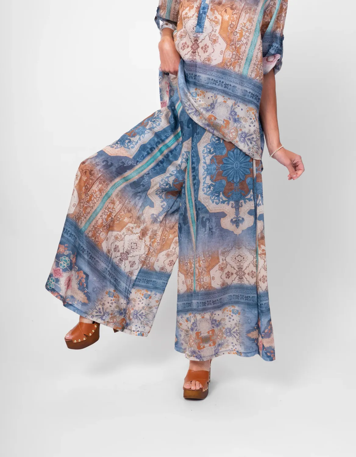 Me &amp; Gee Mixed Print Palazzo Pant Blue Jeans