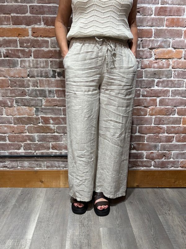 Me & Gee Drawstring Linen Pant Seashell