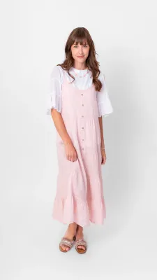 Me &amp; Gee Babydoll Linen Dress Rose