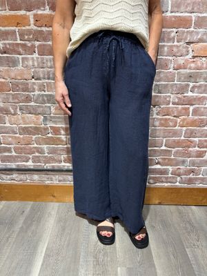 Me &amp; Gee Drawstring Linen Pant Navy